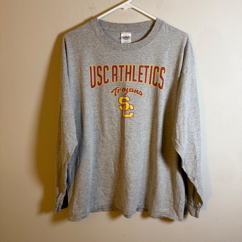 USC Athletics Trojans Long Sleeve T-Shirt Gray Delta‎ Magnum Weight Mens XL